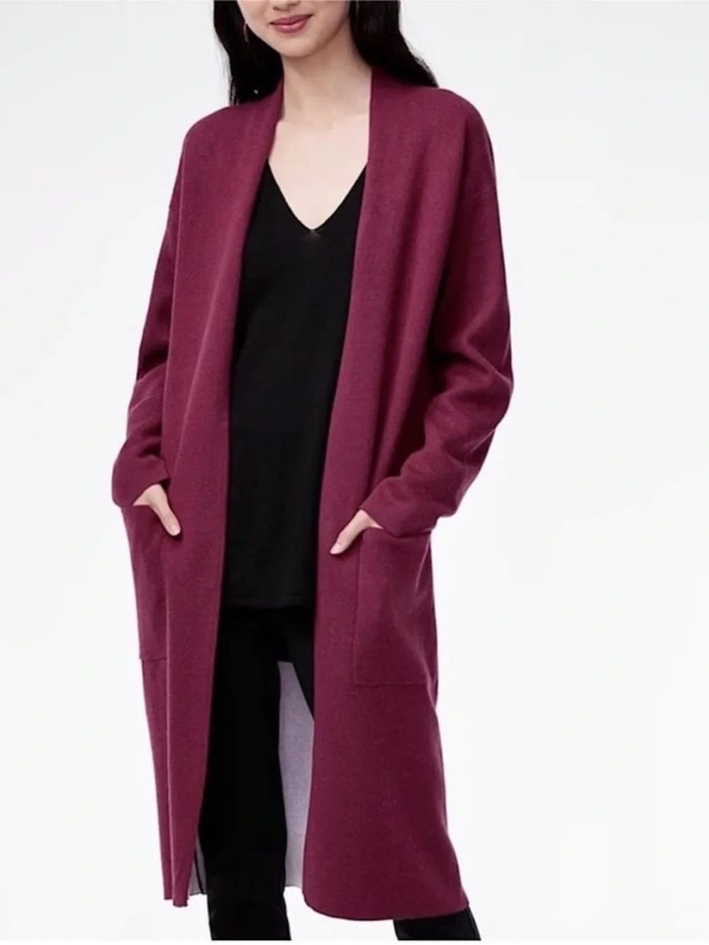 Aritzia Babaton - Lance Wool Blend Cardigan in Barolo Red (Burgundy/Maroon/Wine)